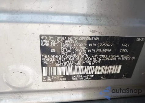 2022 Toyota Rav4 Prime Xse из США, поврежденный, VIN JTMEB3FV5ND104021